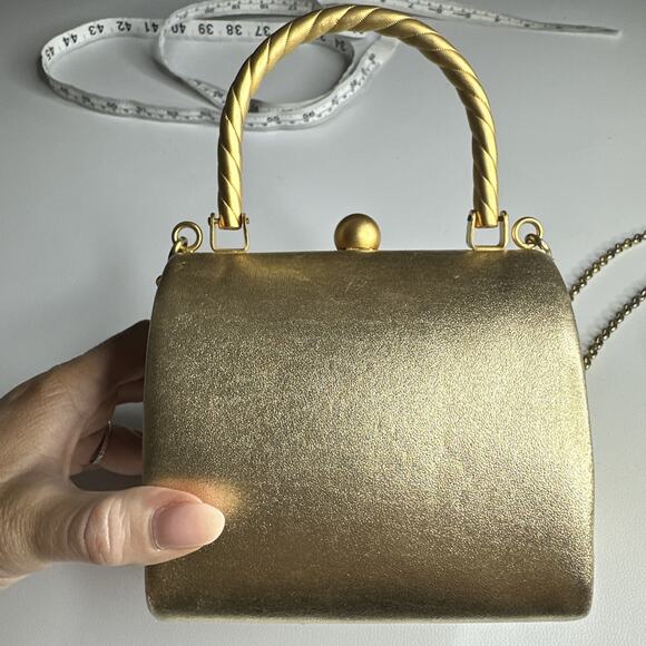 Rare Inge Christopher Soft Gold Metal Evening Clutch, Cocktail Minaudière Purse - Picture 3 of 16